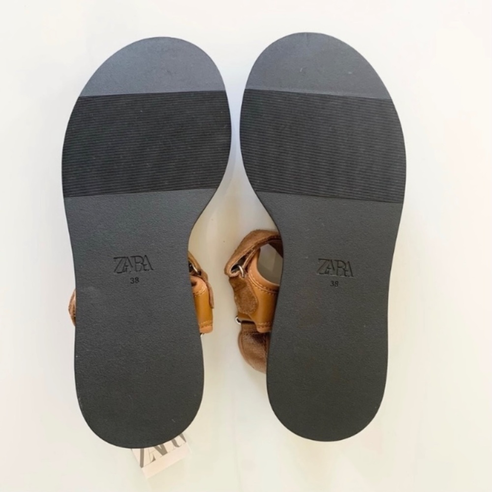 Zara Flat Strappy Sandals 7.5 New - Picture 7 of 9